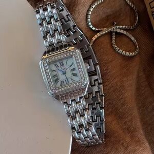 Panthere silver rectangle stainless women’s watch Adjustable Strap Tool